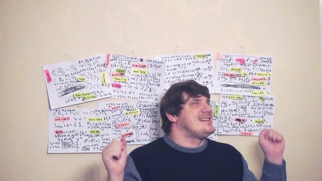 humorous video portrait of a funny scientist giving a lecture.scientific and research work.workplace teacher.
