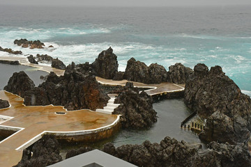 Porto moniz, Madeira, Portugal - february 25 2018 : natural pool