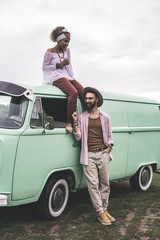 Happy beloved couple being togehter in travel