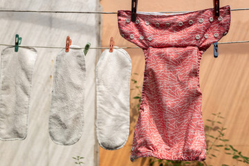 Cloth Diapers Hanging in the Sun to Dry