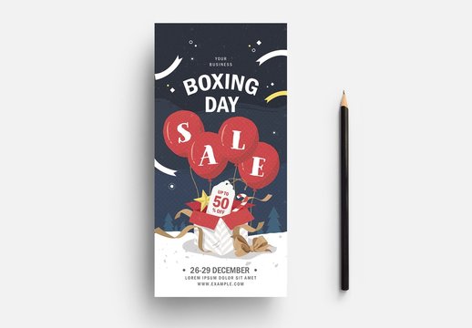 Boxing Day Sale Rack Card Layout with Christmas Theme