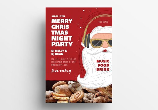 Christmas Party Flyer Layout With Dj Santa