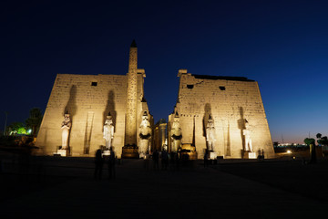 Luxor Temple by night at Luxor, Egypt