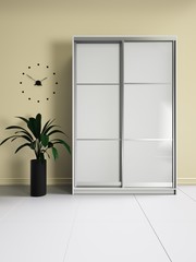 3d render of isolated cabinet on a white background. Bright interior.