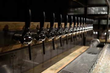 Fototapeta na wymiar Table for pouring beer in a restaurant