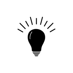 vector light bulb black icon on a white background