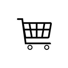 vector supermarket trolley black icon on a white background