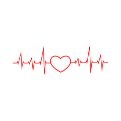 vector illustration heart beat rhythm on a white background