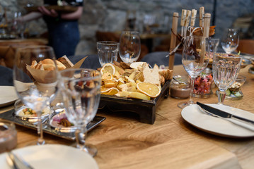 festive table setting in the restaurant