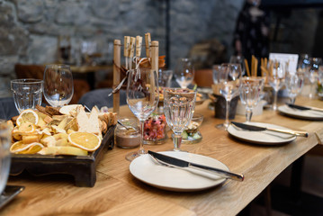 festive table setting in the restaurant