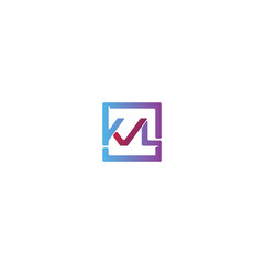 Combination of initial letter KVL and checklist logo design colorful