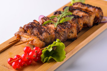 grilled meat and vegetables on plate