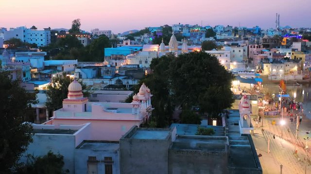 Pushkar is a town in the Ajmer district in the Indian state of Rajasthan. It is a pilgrimage site for Hindus and Sikhs. Pushkar has many temples. Rajasthan India.