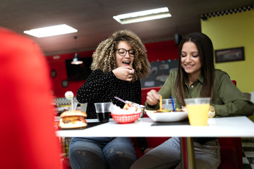 lunch with friends at a burger in the city