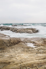 Waves breaking on rocks, Atlantic Ocean, Portugal