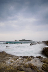 Waves breaking on rocks, Tlantic Ocean, Portugal