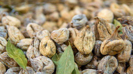 naturally dried organic figs on the market counter
