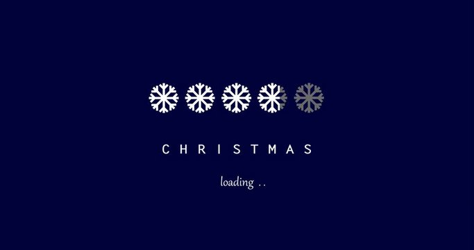 4K white snowflakes christmas loading on the dark blue background
