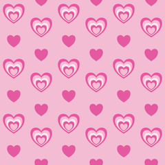 Sweet pink heart in heart seamless pattern