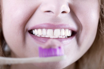 Fototapeta premium closeup of a woman with white teeth