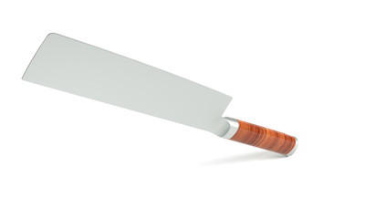Big kitchen knife isolated on white background 3D illustration.