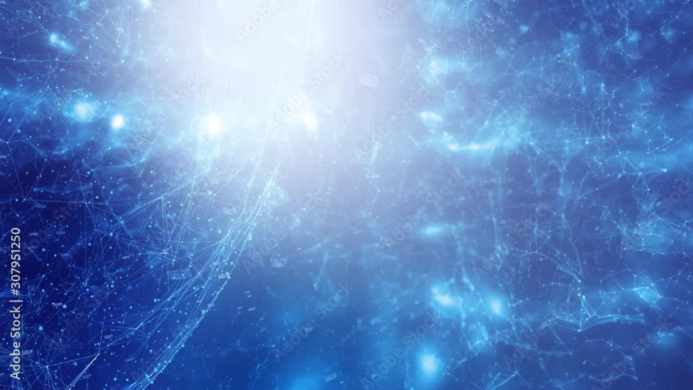 Poster abstract shiny cyberspace with sphere and numbers animation background.