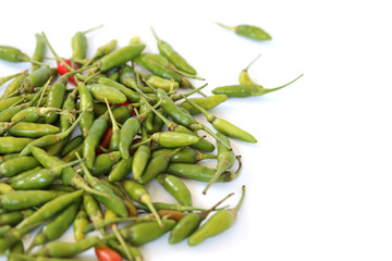 Fresh organic Chilli  isolated on white background.