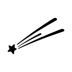 Shooting star for night sky. Wishing star with path meteor simple design. Vector illustration.