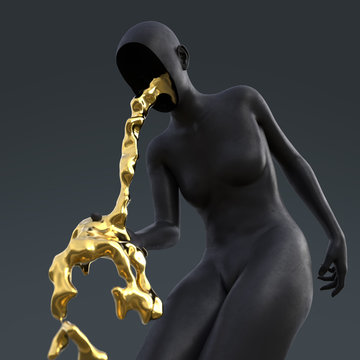 artificial woman vomits strange liquid