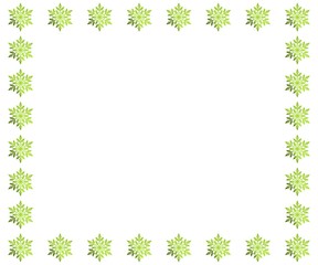 frame of green leaves snowflakes 