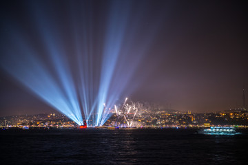 Naklejka na ściany i meble firework and light show in the boshporus
