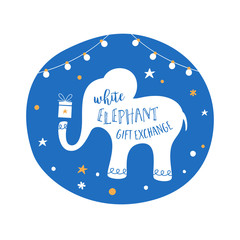 White Elephant Gift Exchange Game Vector Illustration - 307955412