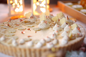 White chocolate, orange and almond christmas tart 
