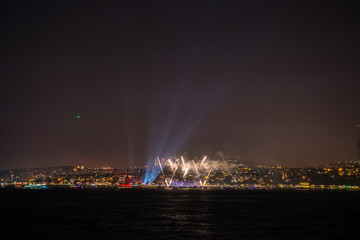 firework and light show in the boshporus