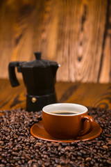Coffee cup and beans background
