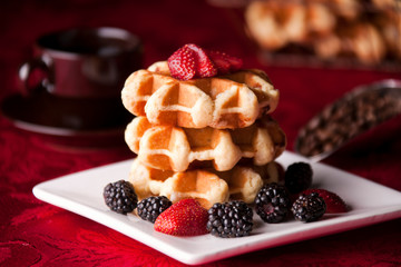 Waffle with berries