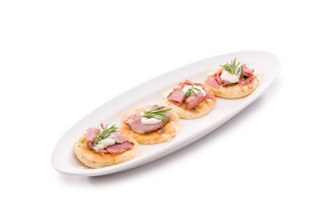 Meat and bread on plate