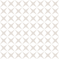 Subtle vector seamless pattern with crossing lines, square grid, mesh, lattice. Simple geometric background. Abstract white and beige texture, repeat tiles. Delicate ornamental decorative design
