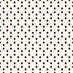 Small polka dot seamless pattern. Simple minimalist black and white background. Vector monochrome subtle texture with tiny dots, spots, ovate shapes. Abstract minimal design for decor, fabric, cloth