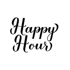 Happy Hours calligraphy hand lettering isolated on white. Special offer promotion banner. Easy to edit vector template for advertising, poster, sign, flyer, etc.