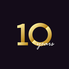 10 Years Anniversary Celebration Gradient Vector Template Design Illustration