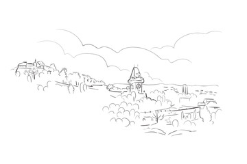 Graz Austria Europe vector sketch city illustration line art