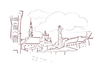 Fototapeta na wymiar Saint Polten Europe vector sketch city illustration line art