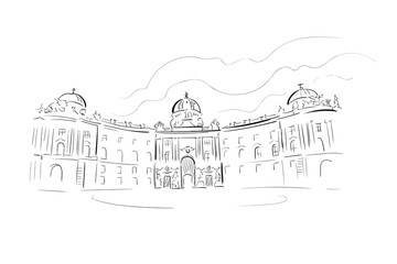 Austria Vienna Europe vector sketch city illustration line art