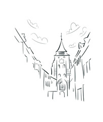 Wavre Belgium Europe vector sketch city illustration line art