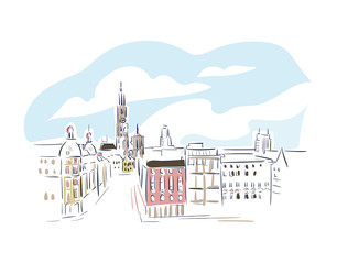 Obraz premium Antwerp Belgium Europe vector sketch city illustration line art