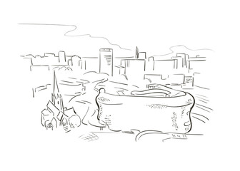 Birmingham United Kingdom Europe vector sketch city illustration line art