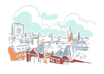 Manchester United Kingdom Europe vector sketch city illustration line art