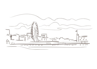 Obraz premium Brighton United Kingdom Europe vector sketch city illustration line art