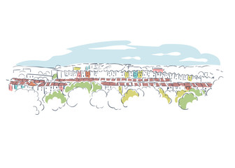 Bristol United Kingdom Europe vector sketch city illustration line art